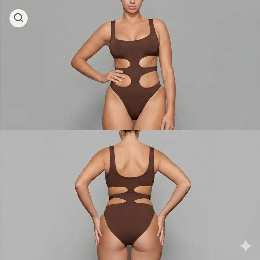 SKIMS Monokini Swimsuit Cocoa 2X Sexy Summer Beachwear‎ Unlined Bodysuit